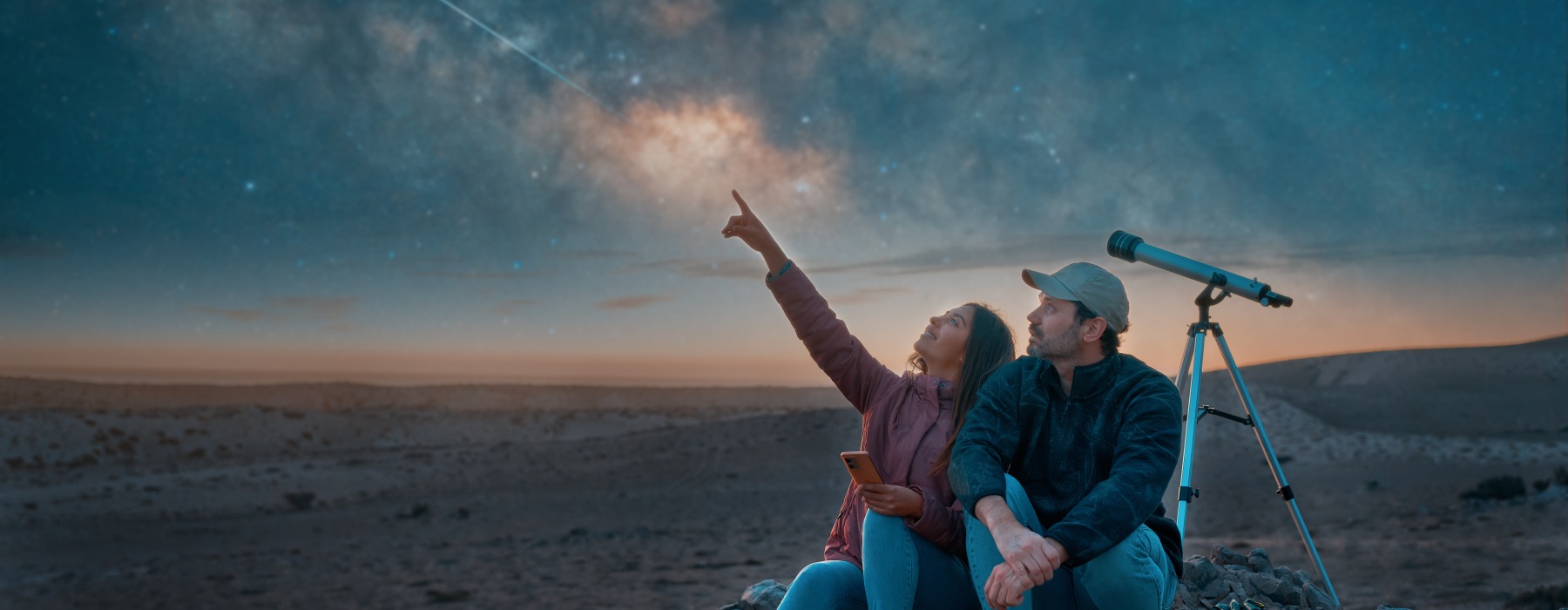 couple looking up at the stars