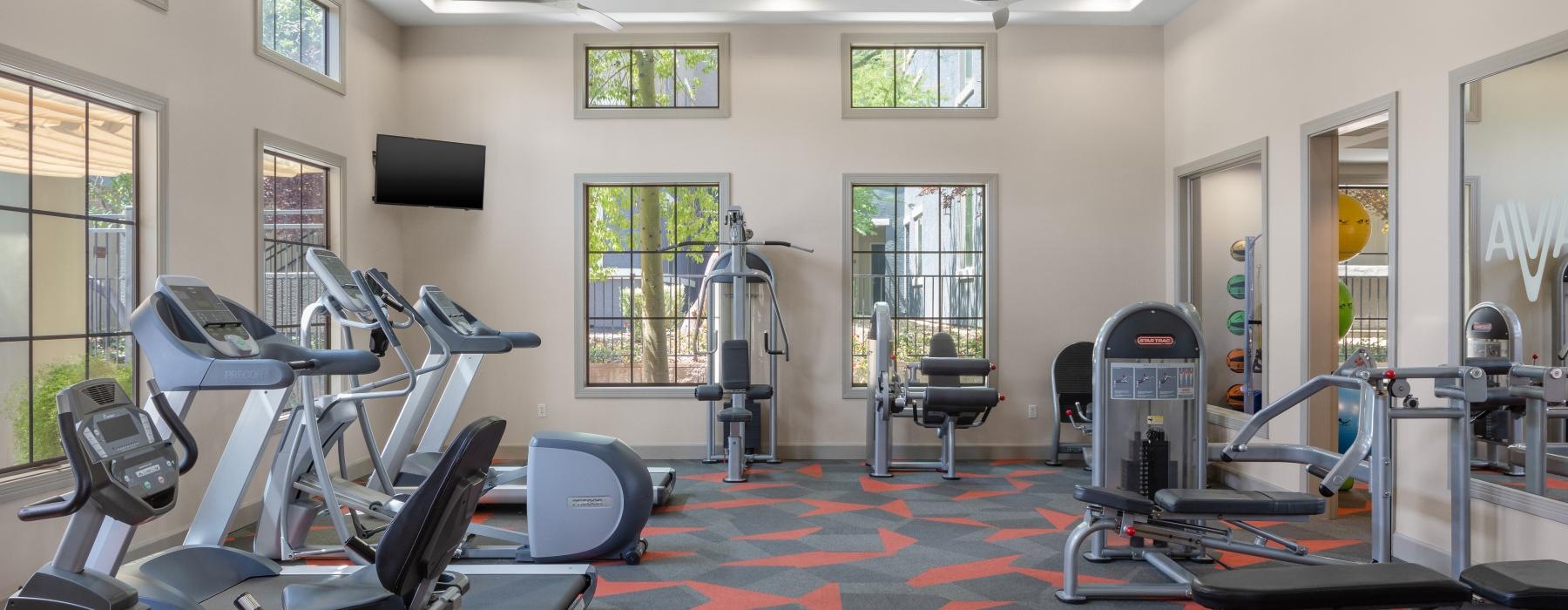 a gym with exercise equipment